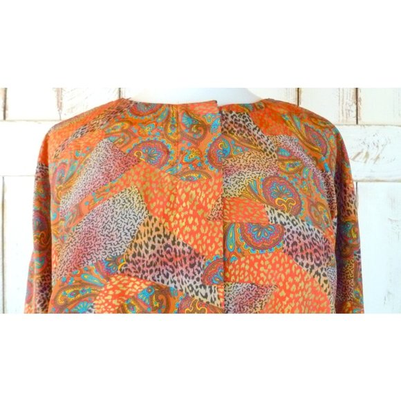 Vintage red brown paisley animal print secretary blouse - Picture 3 of 4